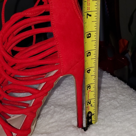 Red ShoeDazzle 5" Lace Up Heels - Picture 4 of 4